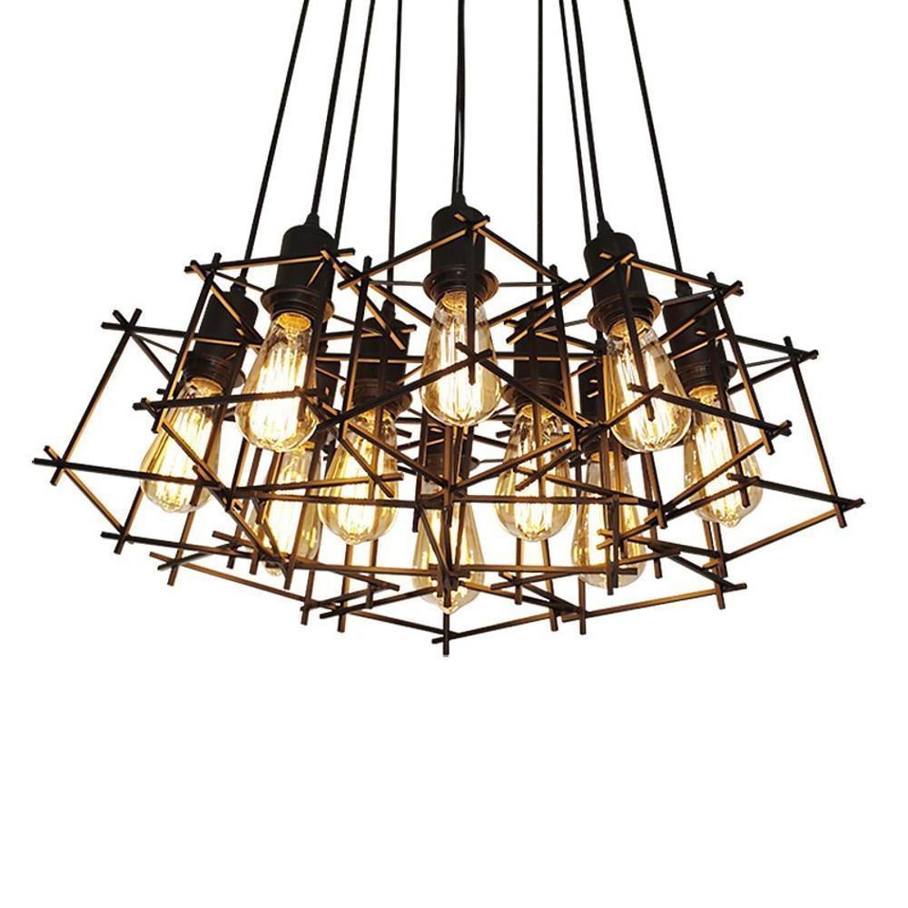 Industrial Black Wire Lantern Pendant Light Vintage Metal Cage Hanging Ceiling Fixture
