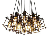 Industrial Black Wire Lantern Pendant Light Vintage Metal Cage Hanging Ceiling Fixture