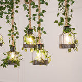 Industrial Farmhouse Wooden Beam Chandelier with Hemp Rope for Island Dining Room