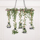 Industrial Farmhouse Wooden Beam Chandelier with Hemp Rope for Island Dining Room