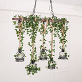Industrial Farmhouse Wooden Beam Chandelier with Hemp Rope for Island Dining Room