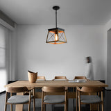 Industrial Geometric Iron Chandelier Retro Pendant Light with Adjustable Height for Entryway and Living Room