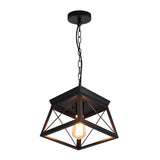 Industrial Geometric Iron Chandelier Retro Pendant Light with Adjustable Height for Entryway and Living Room