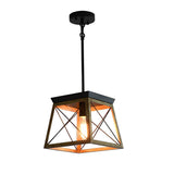 Industrial Geometric Iron Chandelier Retro Pendant Light with Adjustable Height for Entryway and Living Room