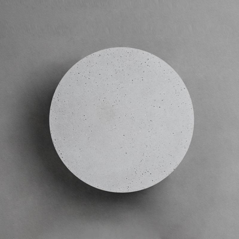 Industrial Gray Concrete Round Outdoor LED Wall Light Flush Mount Garden Accent Sconce