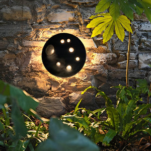 Industrial Gray Stone Lunar Crater LED Outdoor Wall Lamp Waterproof Circular Exterior Sconce for Garden Villa