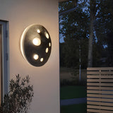 Industrial Gray Stone Lunar Crater LED Outdoor Wall Lamp Waterproof Circular Exterior Sconce for Garden Villa