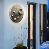 Industrial Gray Stone Lunar Crater LED Outdoor Wall Lamp Waterproof Circular Exterior Sconce for Garden Villa