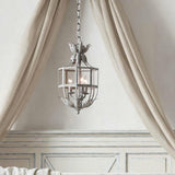 Industrial Grey Metal Cage Pendant Light Vintage Candelabrum Chandelier for Entryway and Living Room