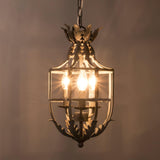 Industrial Grey Metal Cage Pendant Light Vintage Candelabrum Chandelier for Entryway and Living Room