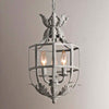Industrial Grey Metal Cage Pendant Light Vintage Candelabrum Chandelier for Entryway and Living Room
