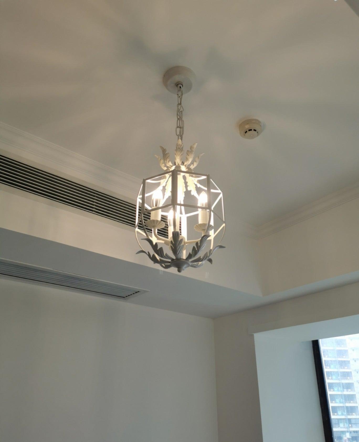 Industrial Grey Metal Cage Pendant Light Vintage Candelabrum Chandelier for Entryway and Living Room