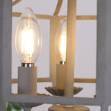 Industrial Grey Metal Cage Pendant Light Vintage Candelabrum Chandelier for Entryway and Living Room