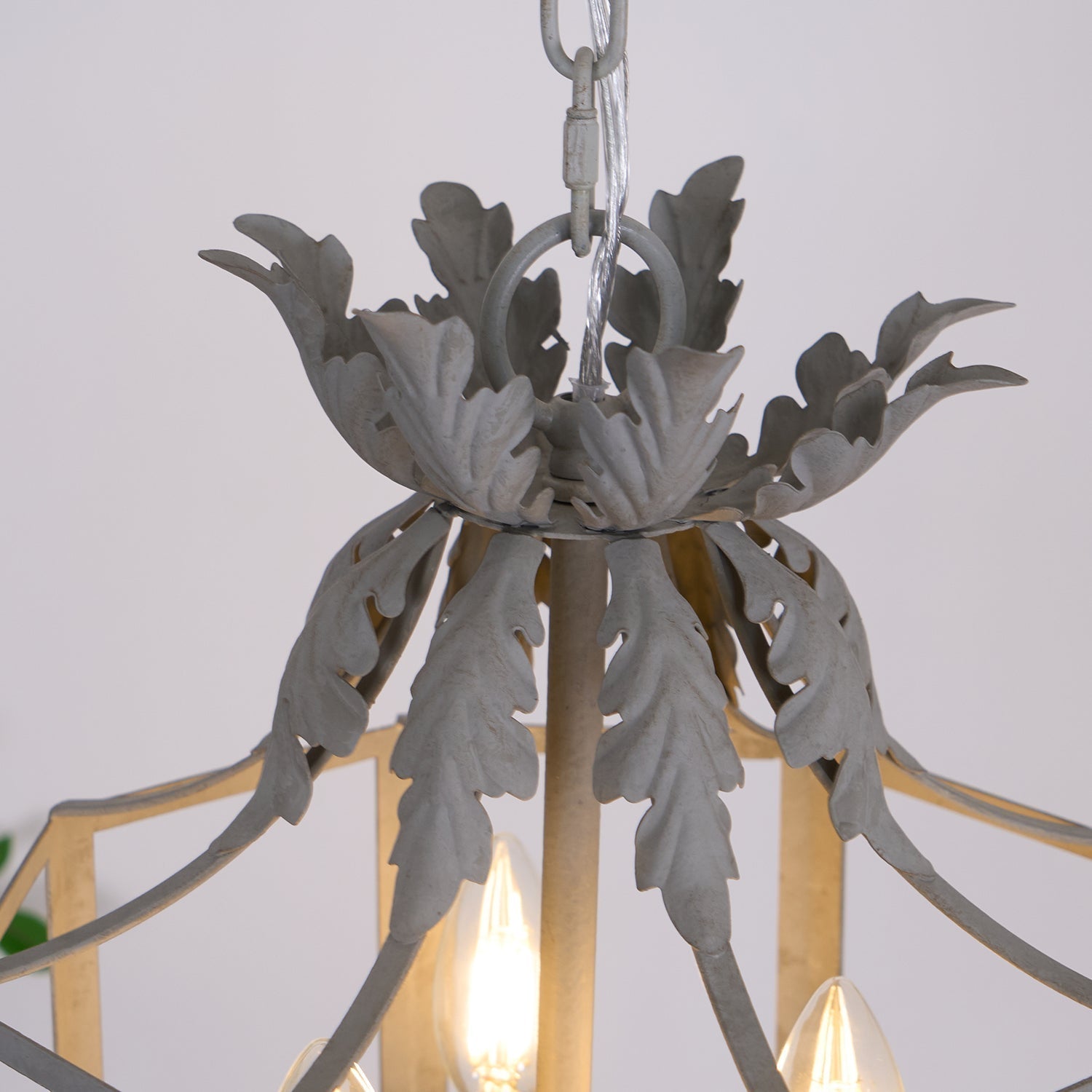 Industrial Grey Metal Cage Pendant Light Vintage Candelabrum Chandelier for Entryway and Living Room