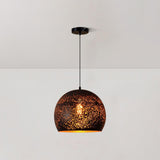 Industrial Hollow Metal Pendant Lamp Vintage Gold Inner Cage Ceiling Hanging Light Fixture