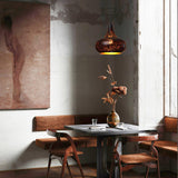 Industrial Hollow Metal Pendant Lamp Vintage Gold Inner Cage Ceiling Hanging Light Fixture