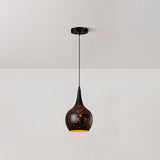 Industrial Hollow Metal Pendant Lamp Vintage Gold Inner Cage Ceiling Hanging Light Fixture