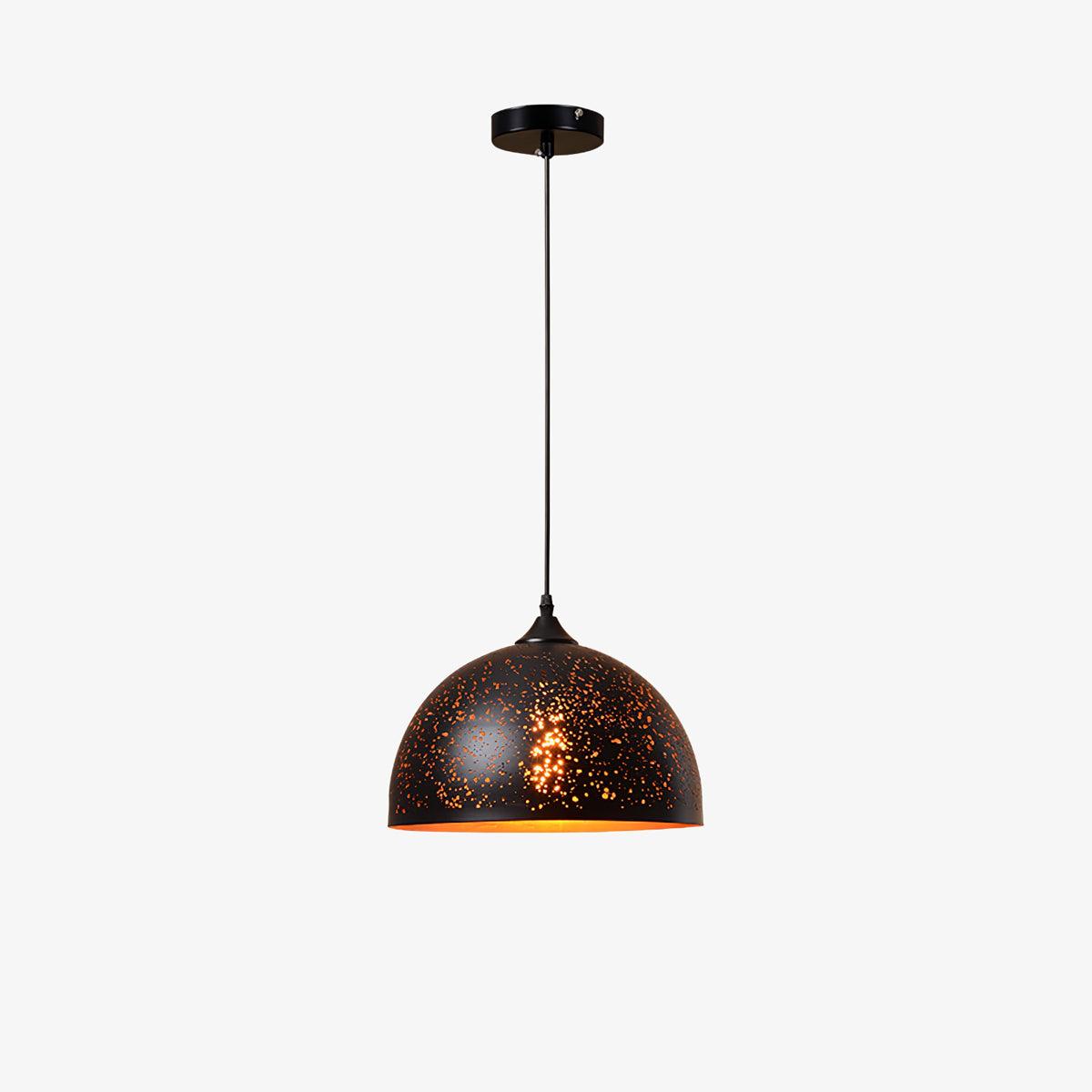 Industrial Hollow Metal Pendant Lamp Vintage Gold Inner Cage Ceiling Hanging Light Fixture