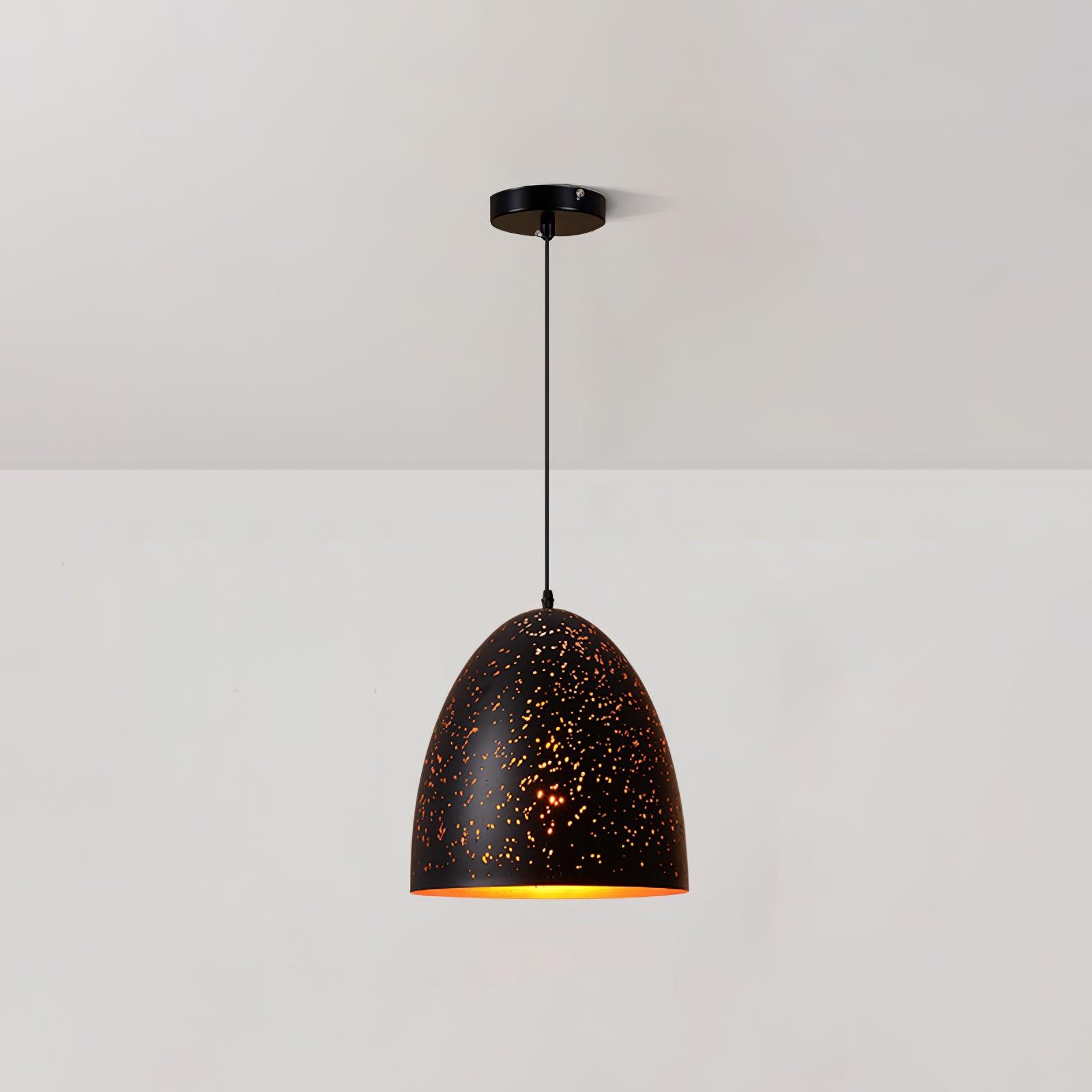 Industrial Hollow Metal Pendant Lamp Vintage Gold Inner Cage Ceiling Hanging Light Fixture