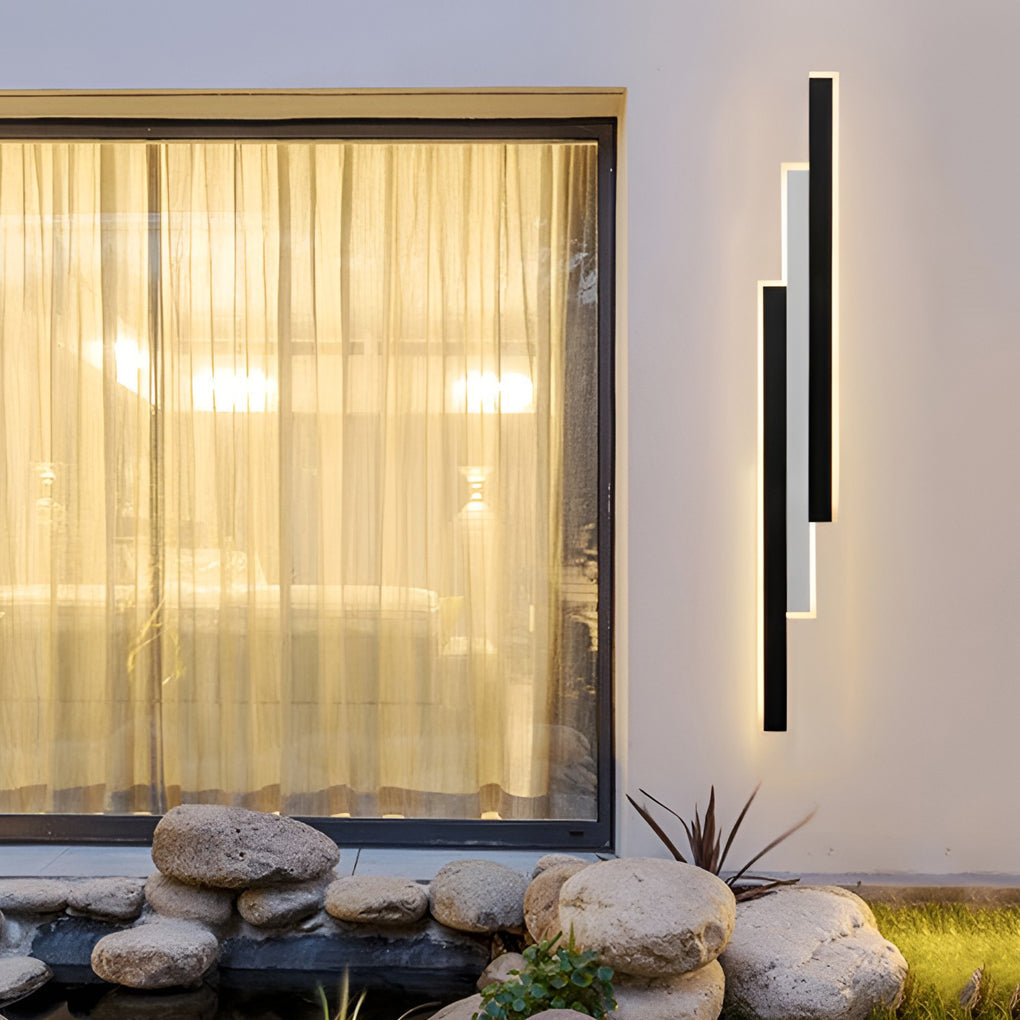Industrial LED Linear Outdoor Wall Light 3 Bar Rectangle Sconce for Patio Porch and Garage