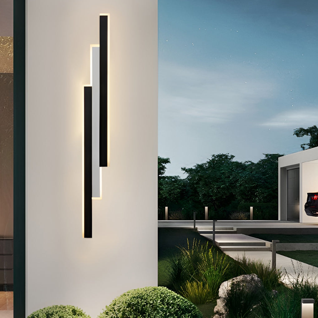 Industrial LED Linear Outdoor Wall Light 3 Bar Rectangle Sconce for Patio Porch and Garage