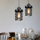 Industrial Metal Cage Pendant Light Retro Rustic Hanging Lamp for Kitchen Island and Dining Room