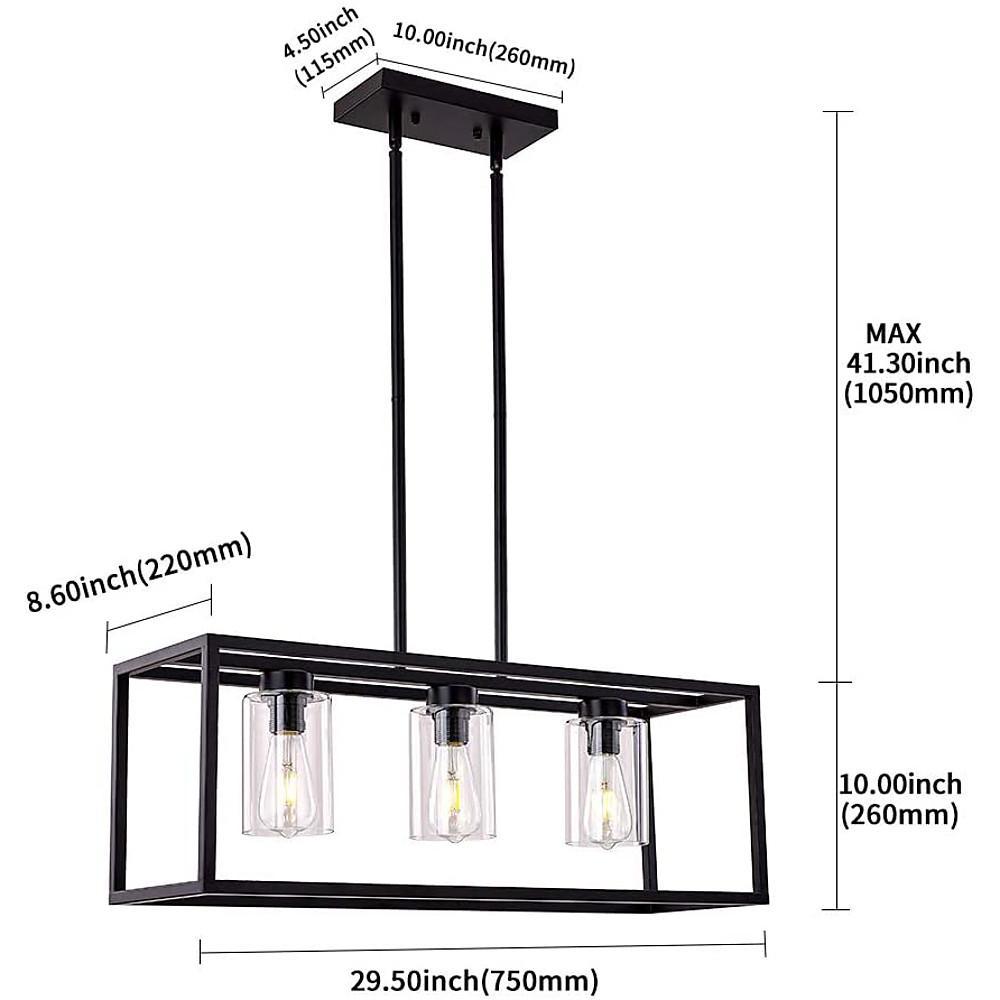 Industrial Rectangular Box Lantern Chandelier for Dining Room and Kitchen Island Metal Five Light Fixture