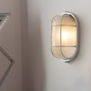 Industrial Retro Outdoor Wall Light Fixture with Ribbed Glass Shade in Oval or Round Style