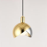 Industrial Semi Globe Glass Pendant Light Dual Colored Metal Hanging Fixture for Dining Room and Modern Office