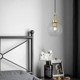 Industrial Semi Globe Glass Pendant Light Electroplated Metal LED Hanging Ceiling Lamp for Kitchen