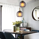Industrial Semi Globe Glass Pendant Light Electroplated Metal LED Hanging Ceiling Lamp for Kitchen