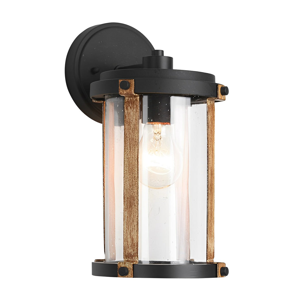 Industrial Style Outdoor Wall Light Black Waterproof Exterior Glass Sconce for Porch and Garden