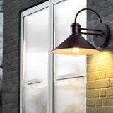 Industrial Style Retro Conical Iron Waterproof Outdoor Wall Lamp Exterior Porch Sconce