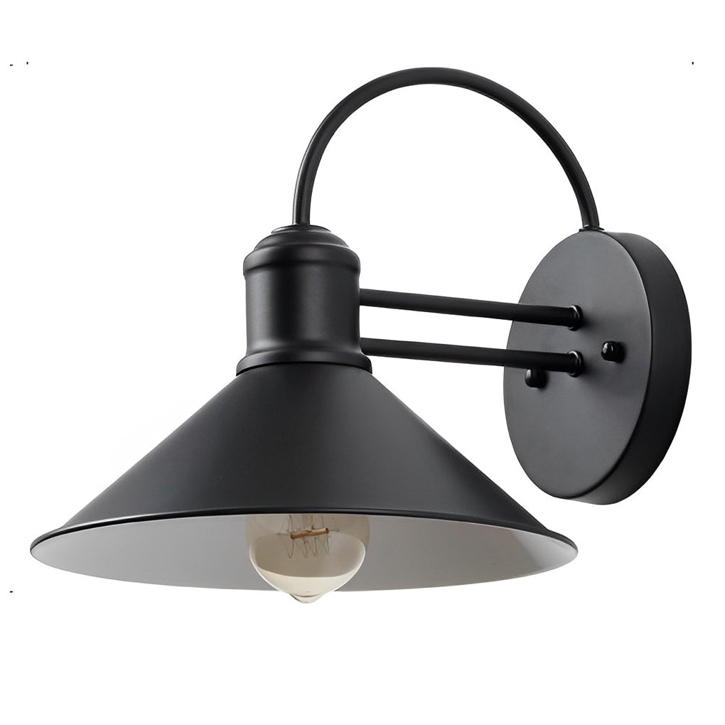 Industrial Style Retro Conical Iron Waterproof Outdoor Wall Lamp Exterior Porch Sconce