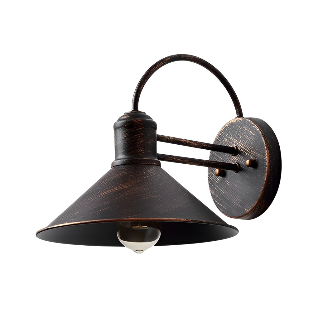 Industrial Style Retro Conical Iron Waterproof Outdoor Wall Lamp Exterior Porch Sconce