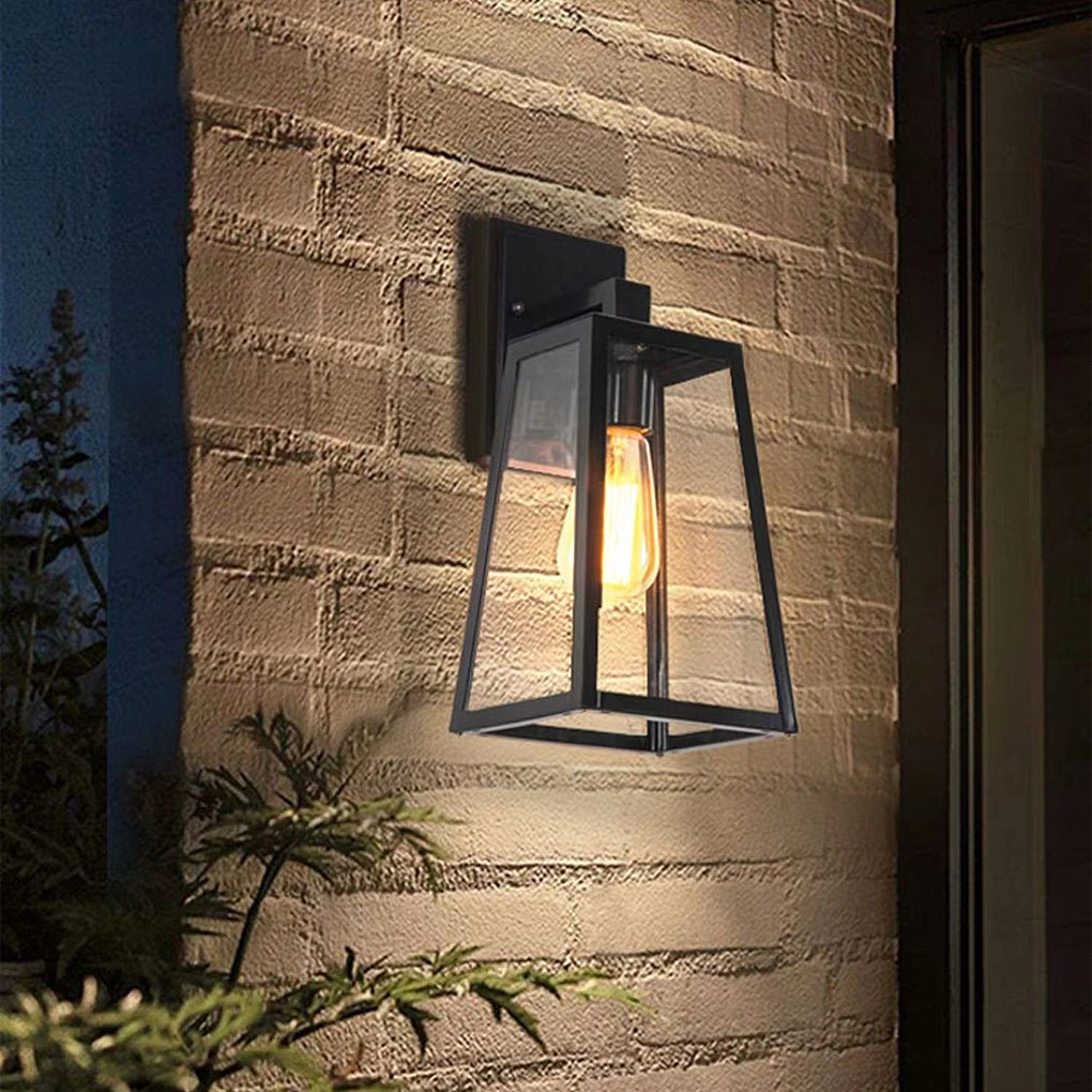 Industrial Vintage Glass Outdoor Wall Sconce Waterproof Exterior Light in Black or Brass