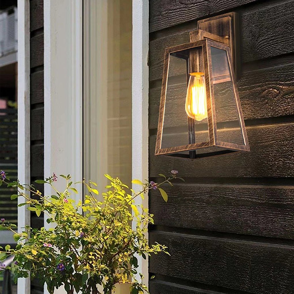 Industrial Vintage Glass Outdoor Wall Sconce Waterproof Exterior Light in Black or Brass