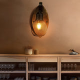 Industrial Vintage Wood and Iron Mesh Wall Sconce Rustic Black E27 Wall Lamp for Hallway Bedroom