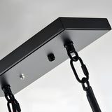 Industrial Wood Frame Linear Chandelier Vintage American Style Dining Room and Kitchen Island Pendant Light