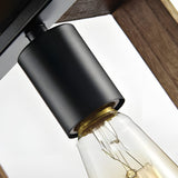 Industrial Wood Frame Linear Chandelier Vintage American Style Dining Room and Kitchen Island Pendant Light