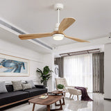 Modern Wood Blade LED Ceiling Fan Lamp with Remote Control and Intelligent Dimming Frequency Conversion