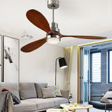 Modern Wood Blade LED Ceiling Fan Lamp with Remote Control and Intelligent Dimming Frequency Conversion