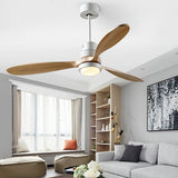 Modern Wood Blade LED Ceiling Fan Lamp with Remote Control and Intelligent Dimming Frequency Conversion