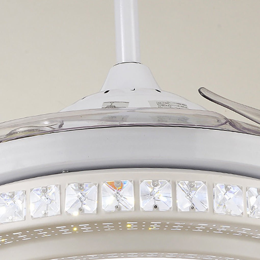 Modern Retractable Blade LED Ceiling Fan with Dimmable Light and Remote Control Function