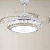 Modern Retractable Blade LED Ceiling Fan with Dimmable Light and Remote Control Function