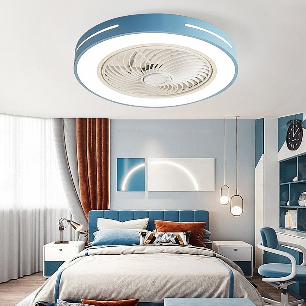 Modern Bladeless Ceiling Fan with LED Light and Smart App Remote Control Inverter Motor for Bedroom