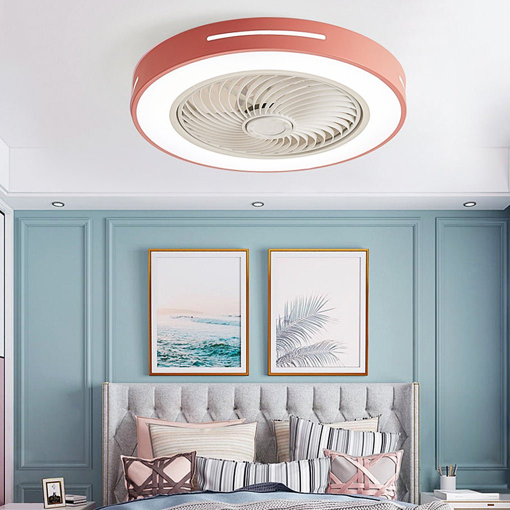 Modern Bladeless Ceiling Fan with LED Light and Smart App Remote Control Inverter Motor for Bedroom