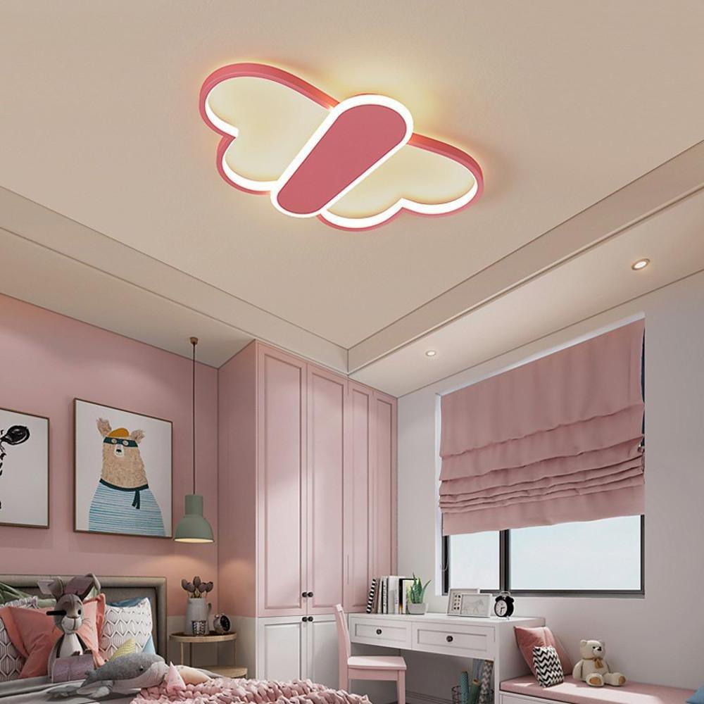 Modern Butterfly LED Flush Mount Ceiling Light Dimmable Remote Control Kids Bedroom Fixture
