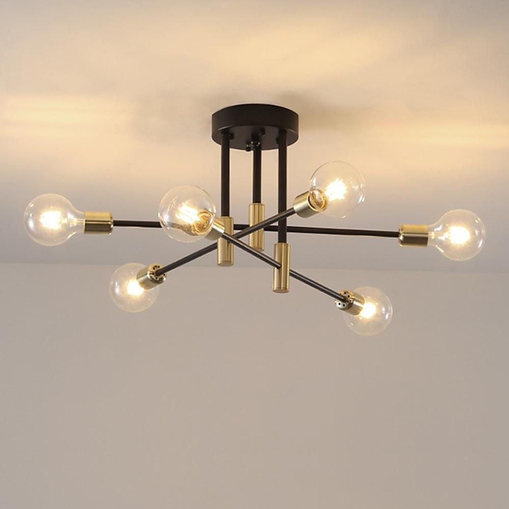 Modern 6 Light Sputnik Flush Mount Ceiling Light Nordic Glass Shade Chandelier for Living Room