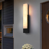 IP54 Waterproof Modern LED Outdoor Wall Light Sconce Black Stainless Steel Imitation Marble
